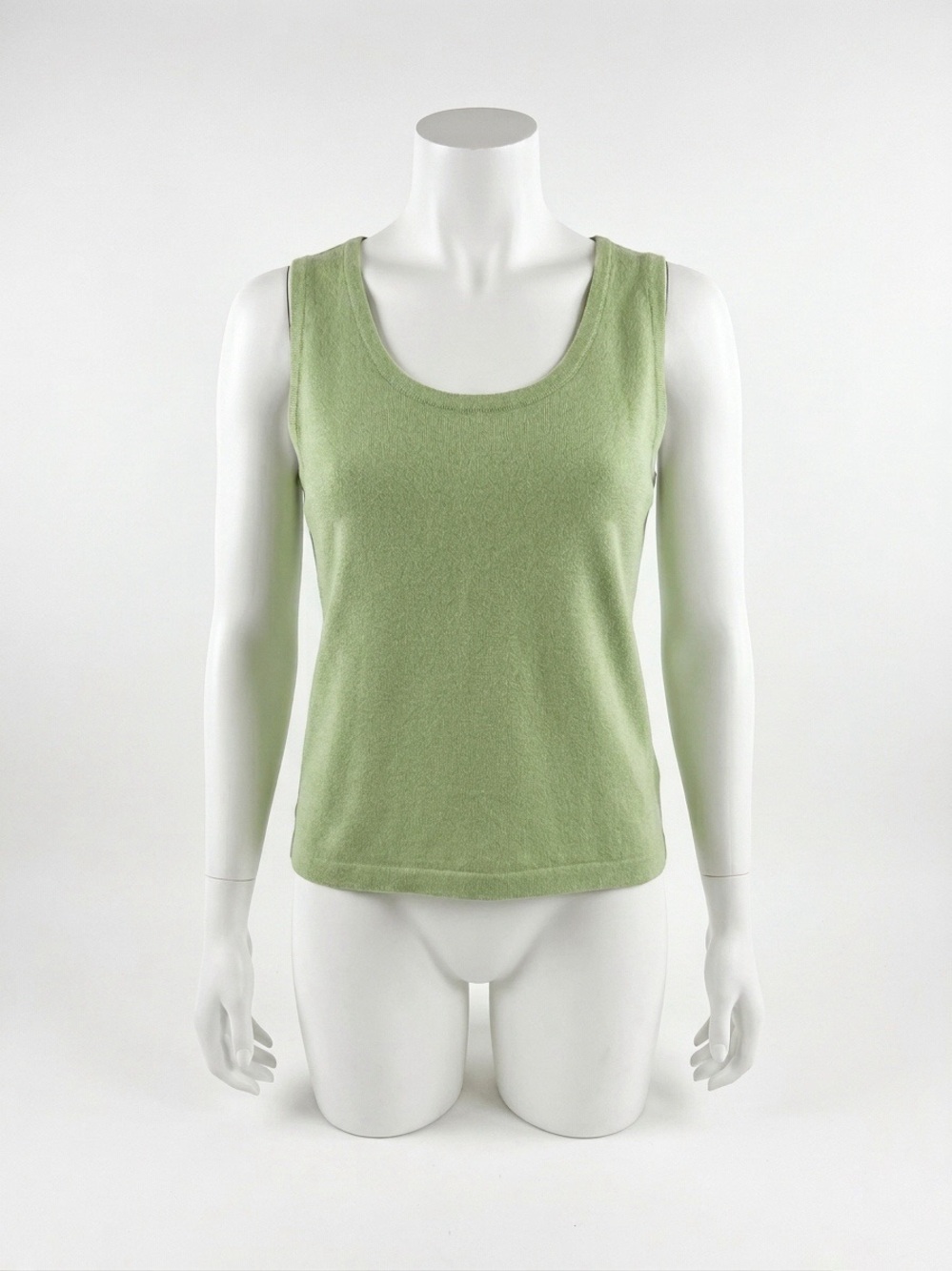 St. John Sport Santana Sage Olive Green Wool Knit Sleeveless Tank Top Size Large